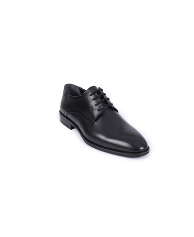 Shop Vellapais Men's Napa Black Leather Plain Toe Derby Dress Shoes In Charcoal Black