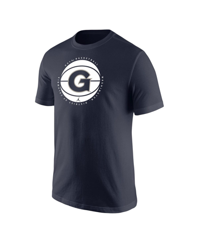 Shop Jordan Men's  Navy Georgetown Hoyas Basketball Logo T-shirt