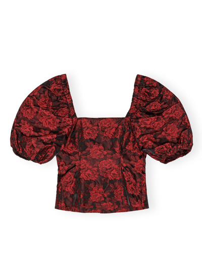 Shop Ganni Botanical Print Fitted Blouse