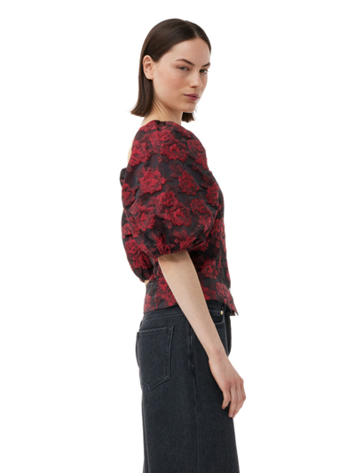 Shop Ganni Botanical Print Fitted Blouse