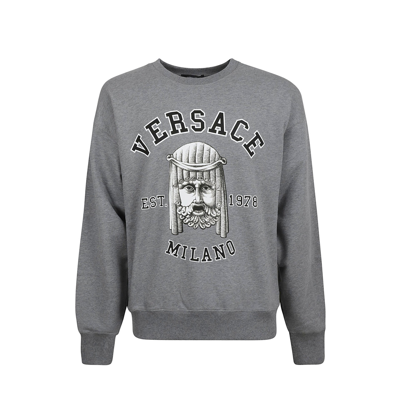 Versace Mask Print Cotton Crewneck Sweatshirt
