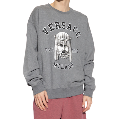 Versace Mask Print Cotton Crewneck Sweatshirt