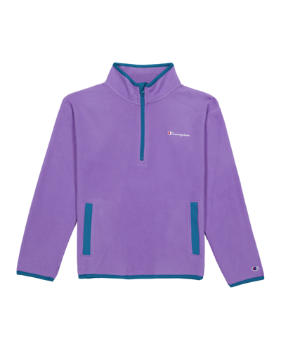 Shop Champion Big Girls Micro Fleece Quarter Zip Jacket In Lavish Lavender