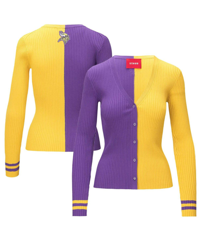 Shop Staud Women's  Purple, Gold Minnesota Vikings Cargo Sweater In Purple,gold