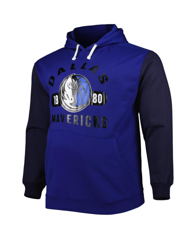 Fanatics Men's  Blue, Navy Dallas Mavericks Big And Tall Bold Attack Pullover Hoodie In Blue,navy