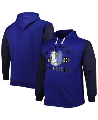 Fanatics Men's  Blue, Navy Dallas Mavericks Big And Tall Bold Attack Pullover Hoodie In Blue,navy