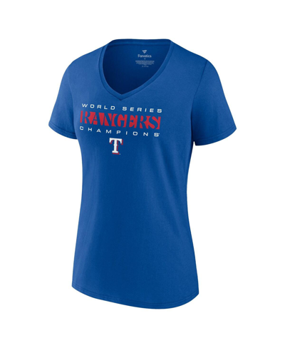 Fanatics Branded Royal Texas Rangers 2023 World Series Champions Jersey Roster V-neck T-shirt In Royal