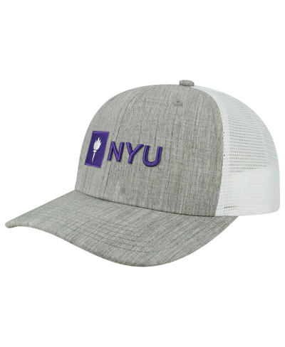 Shop Legacy Athletic Men's  Heather Gray, White Nyu Violets The Champ Trucker Snapback Hat