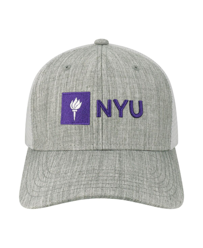 Shop Legacy Athletic Men's  Heather Gray, White Nyu Violets The Champ Trucker Snapback Hat