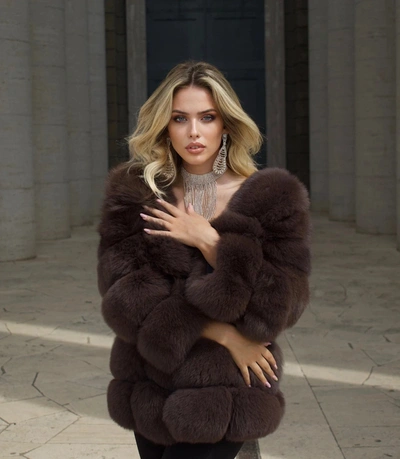 Wanan Touch Classic Kaki Fox Fur Jacket