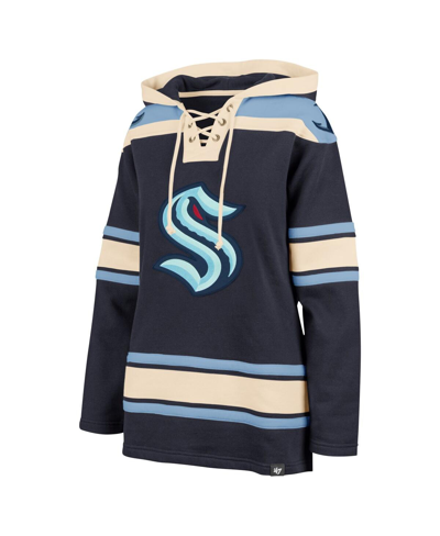 47 BRAND WOMEN'S '47 BRAND NAVY SEATTLE KRAKEN SUPERIOR LACER PULLOVER HOODIE 