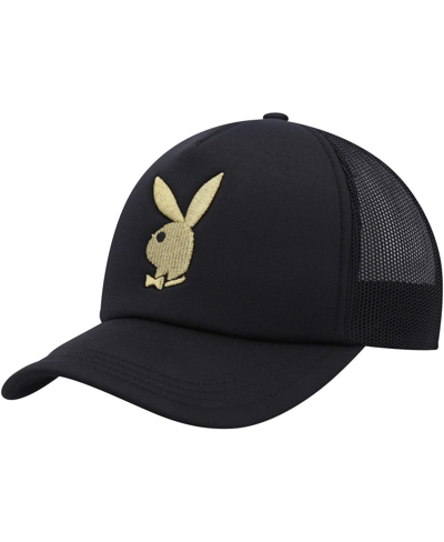 Shop Playboy Men's  Black Foam Trucker Snapback Hat