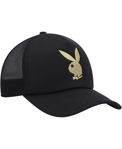 Shop Playboy Men's  Black Foam Trucker Snapback Hat