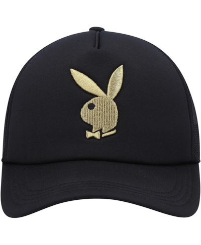 Shop Playboy Men's  Black Foam Trucker Snapback Hat