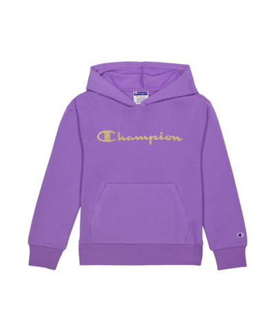 Shop Champion Little Girls Power Blend Fleece Hoodie In Lavish Lavender