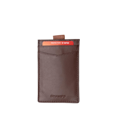 Shop Champs Men's Smart Tap Leather Rfid Card Holder In Gift Box In Brown