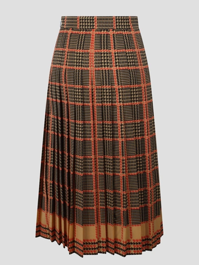 Shop Gucci G Pied De Poule Pleated Skirt