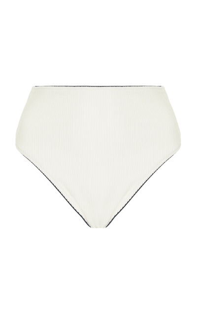 Shop Zulu & Zephyr Textured High-waisted Bikini Bottom In White