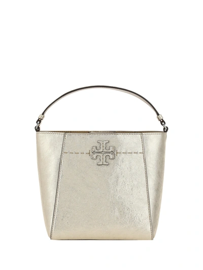 Shop Tory Burch Mcgraw Metallic Small Bucket Bag