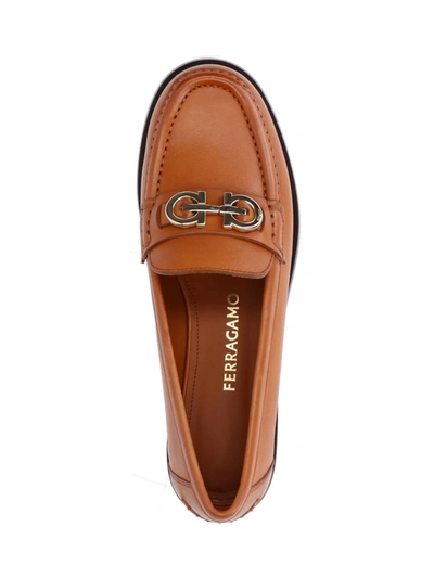 Shop Ferragamo Flat Shoes In Brown
