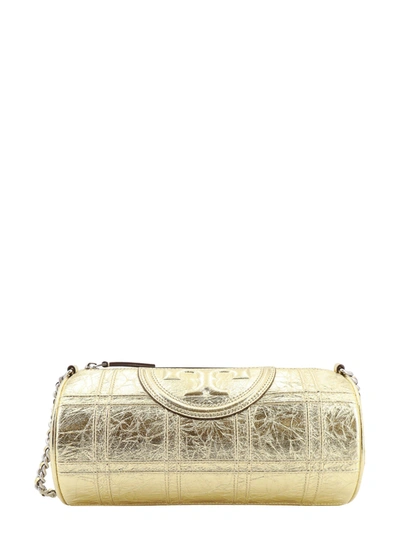 Shop Tory Burch Laminated Leather Shoulder Bag With Embossed Logo