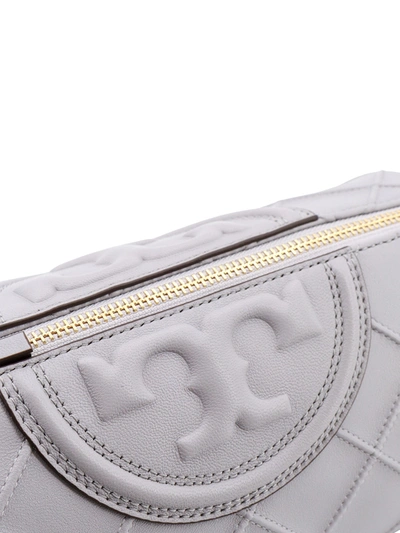 Shop Tory Burch Leather Shoulder Bag With Embossed Logo