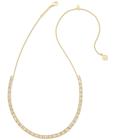 Shop Kendra Scott Gold-tone Gracie Crystal 19" Tennis Necklace In White Cz