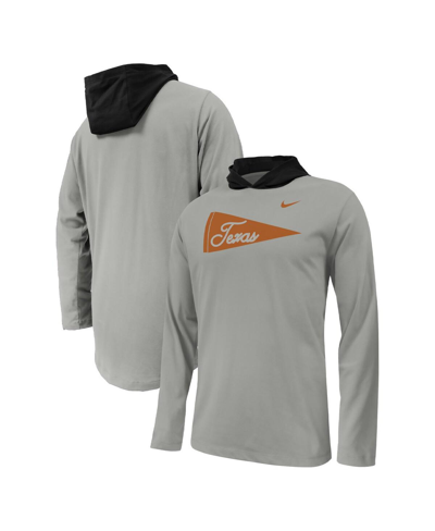 Shop Nike Big Boys  Gray Texas Longhorns Sideline Performance Long Sleeve Hoodie T-shirt