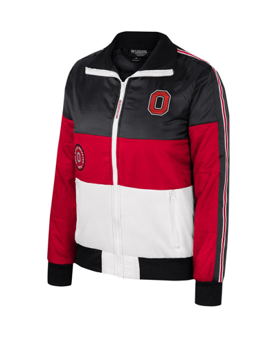 Shop The Wild Collective Women's  Scarlet Ohio State Buckeyes Color-block Puffer Full-zip Jacket