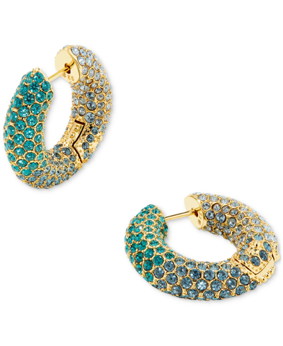 Shop Kendra Scott Gold-tone Mikki Pave Small Hoop Earrings, 0.6" In Green Blue Ombre Mix