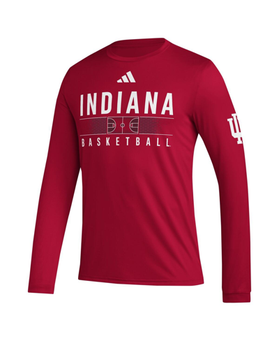 Shop Adidas Originals Men's Adidas Crimson Indiana Hoosiers Practice Basketball Pregame Aeroready Long Sleeve T-shirt