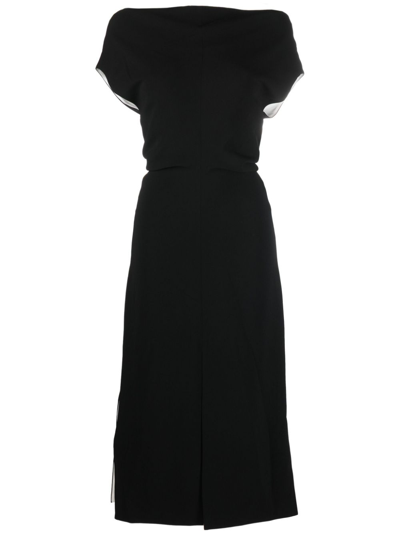 Shop Proenza Schouler Black Rosa Draped Midi Dress