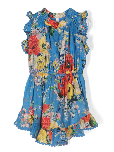 Shop Zimmermann Blue Alight Floral-print Dress