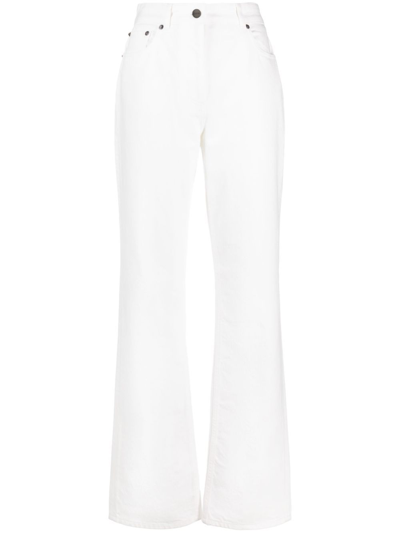 Shop Ferragamo White High-rise Straight-leg Jeans