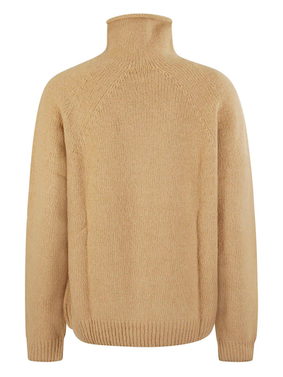 Shop Apc Turtleneck Knitted Jumper Sweater In Camel