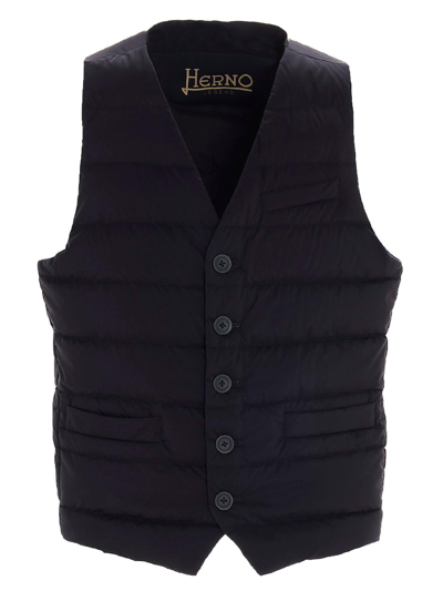 Shop Herno Padded Button-up Gilet Vest In Blu