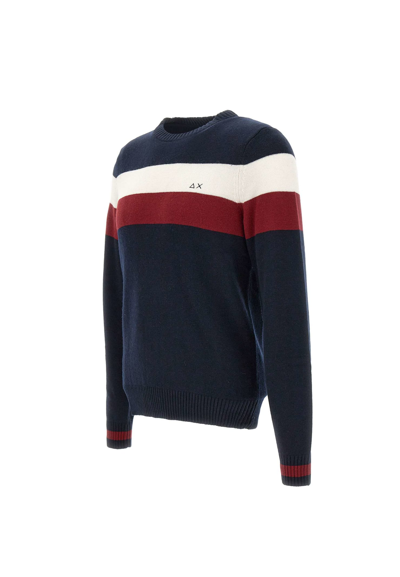Sun 68 Fancywool, Viscose And Cashmere Sweater Sweater In Navy Blue
