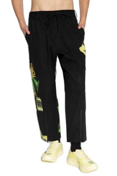 Shop Y-3 Graphic Printed Cargo Trousers Pants In Black