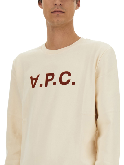 Shop Apc Sweatshirt With Logo Fleece In White