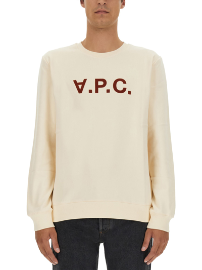 Shop Apc Sweatshirt With Logo Fleece In White