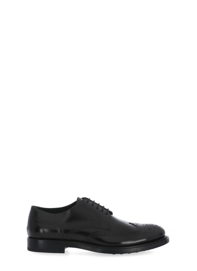 Shop Tod's Smooth Leather Lace Up Shoes In Black