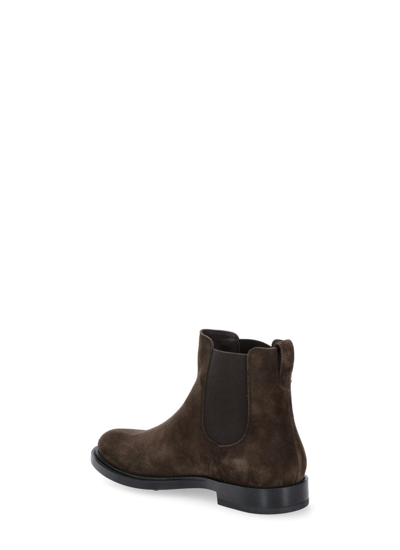 Shop Tod's Suede Leather Chealsea Boots In Brown