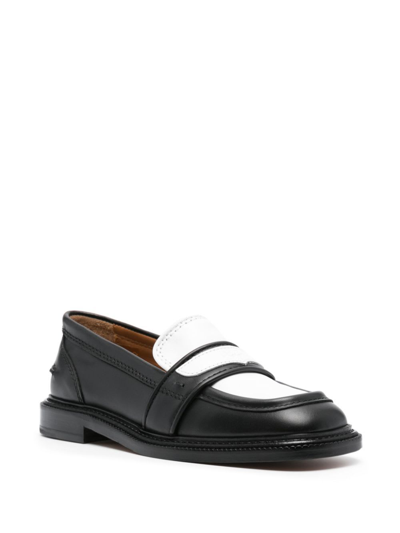 Shop Maison Kitsuné Bicolor Leather Loafers In Black White