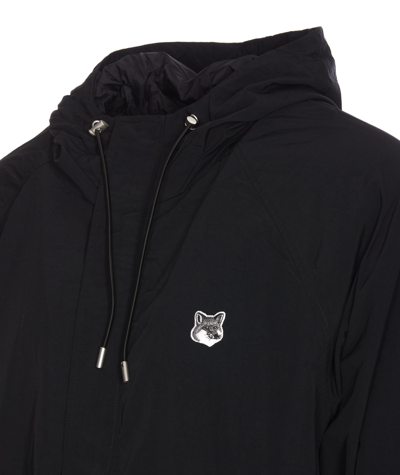 Shop Maison Kitsuné Grey Fox Head Patch Windbreaker Jacket In Black