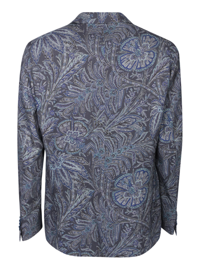 Shop Etro Foliage Motif Blue Jacket