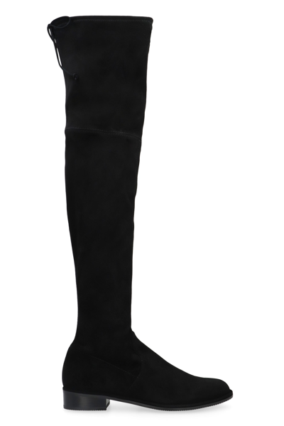 Shop Stuart Weitzman Lowland Stretch Suede Over The Knee Boots In Black