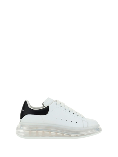Shop Alexander Mcqueen Larry Leather Sneakers In White Black