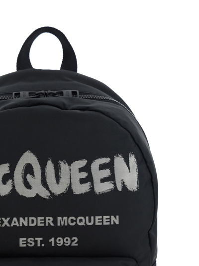 Alexander Mcqueen Black Graffiti Metropolitan Printed Backpack In Black