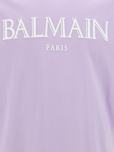 Shop Balmain T-shirt In Lilas Clair/blanc