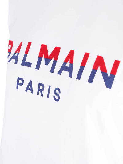 Balmain T-shirt In Gpy Blanc Rouge Vif Marine